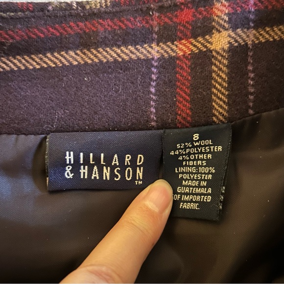 Vintage Hilliard & Hanson purple red plaid wool blend skirt size 8 preppy fall - Picture 6 of 7
